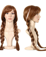 Synthetic Hair Cap+Movie Braided Wig for Cosplay Wig Brown Braid Princess Wigs for Women Girls Halloween Costume