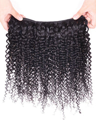 Remy Brazilian Human Hair Bundles Weaves with 13x4 Lace Frontal Curly Wave Natural Color