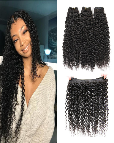 Remy Braziian Deep Curly Wave Human Hair 3 Bundles 10-28inch Natural Color