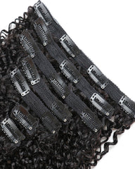 Clip In Human Hair Extensions Brazilian Remy Curly Hair Natural Color 7 Pieces/Set 100 grams