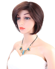 Synthetic Hair Women's Short Bob Wig With Hair Bangs Heat Resistant Mix Dark Brown