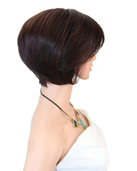 Synthetic Hair Women's Short Bob Wig With Hair Bangs Heat Resistant Mix Dark Brown