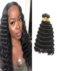 Remy Braziian Deep Wave Human Hair 3 Bundles 10-28inch Natural Color