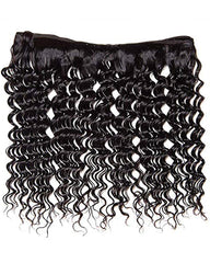 Remy Brazilian Human Hair Bundles Weaves with 4x4 Lace Closure Deep Wave Natural Color