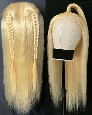 Remy Human Hair Straight Full Lace Wig 16-24inch 613 Color
