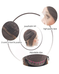 Long Wave Synthetic Wigs for Black Women with Free Wig Cap Natural Black Lace Front Wig 24inch
