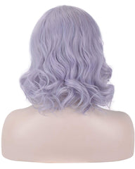 Synthetic 14 Inches Short Bob Curly Wavy Wig Light Purple Hair for Women Girls Heat Resistant Fiber Wigs Cosplay Party