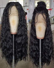 Long Loose Curly Synthetic Lace Front Wigs Black Color Hair for Fashion Women