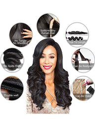Remy Brazilian Human Hair Bundles Weaves with 4x4 Lace Closure Loose Wave Natural Color