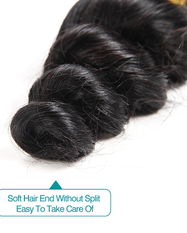 Remy Braziian Loose Wave Human Hair 3 Bundles 10-28inch Natural Color