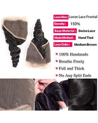 Remy Brazilian Human Hair Bundles Weaves with 13x4 Lace Frontal Loose Wave Natural Color