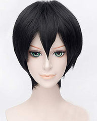 Synthetic Wig Men's Beautiful Male Black Short Straight Hair Wig Cosplay Party Heat resistant Hair