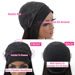 Headband Wig Dark Brown Long Wavy Synthetic Heat Safe Wigs For Woman Wigs