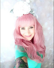 Synthetic Wig 28inch Wig Long Heat Resistant Big Wavy Hair Women Cosplay Wig Pink Color