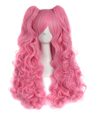 Synthetic Wave Wig 28inch Lolita Long Curly Clip On Ponytails Cosplay Wig White Color