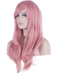 Synthetic Wig 28inch Wig Long Heat Resistant Big Wavy Hair Women Cosplay Wig Pink Color