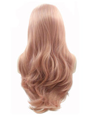 Long Wave Synthetic Glueless Hair Replacement Wigs Pink Lace Front Wig For Women 22inch