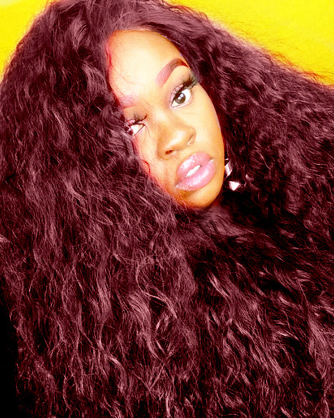 Synthetic Hair Long Loose Curly with Baby Hair Natural Hairline Heat Resistant Fiber Lace Wigs 24inch Red Color