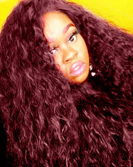 Synthetic Hair Long Loose Curly with Baby Hair Natural Hairline Heat Resistant Fiber Lace Wigs 24inch Red Color