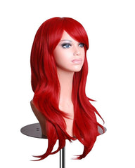 Synthetic Wigs 28 Inch Straight Hair Cosplay Wig For Women With Wig Cap Red Color