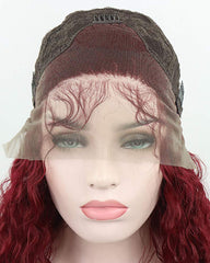 Synthetic Hair Long Loose Curly with Baby Hair Natural Hairline Heat Resistant Fiber Lace Wigs 24inch Red Color