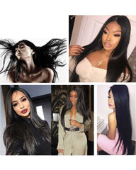 Remy Brazilian Human Hair Bundles Weaves with 4x4 Lace Closure Straight Natural Color