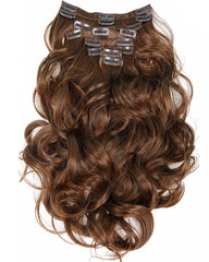 Clip In Synthetic Hair Extensions 8 Pieces 22inch Long Hairpiece Wavy Heat Resistant Hair