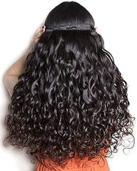 Remy Brazilian Human Hair Bundles Weaves with 13x4 Lace Frontal Water Wave Hair Natural Color
