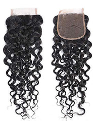 Remy Brazilian Human Hair Bundles Weaves with 4x4 Lace Closure Water Wave Hair Natural Color