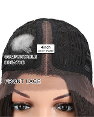 Lace Front Wig Straight Hair 14 Inch For Black Women Ombre Color Hair Synthetic Wig